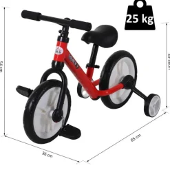 Homcom - Bicicleta de Equilibrio con Pedales Roja* Motos Y Triciclos