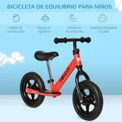 Homcom - Bicicleta de equilibrio regulable sin pedales roja