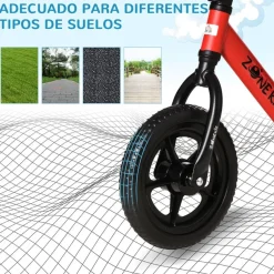Homcom - Bicicleta de equilibrio regulable sin pedales roja