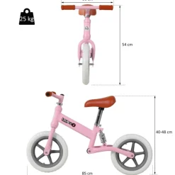 Homcom - Bicicleta de Equilibrio Sin Pedales Rosa
