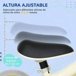 AIYAPLAY Homcom - Bicicleta Equilibrio ajustable Blanco