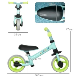 AIYAPLAY Homcom - Bicicleta Equilibrio ajustable Azul