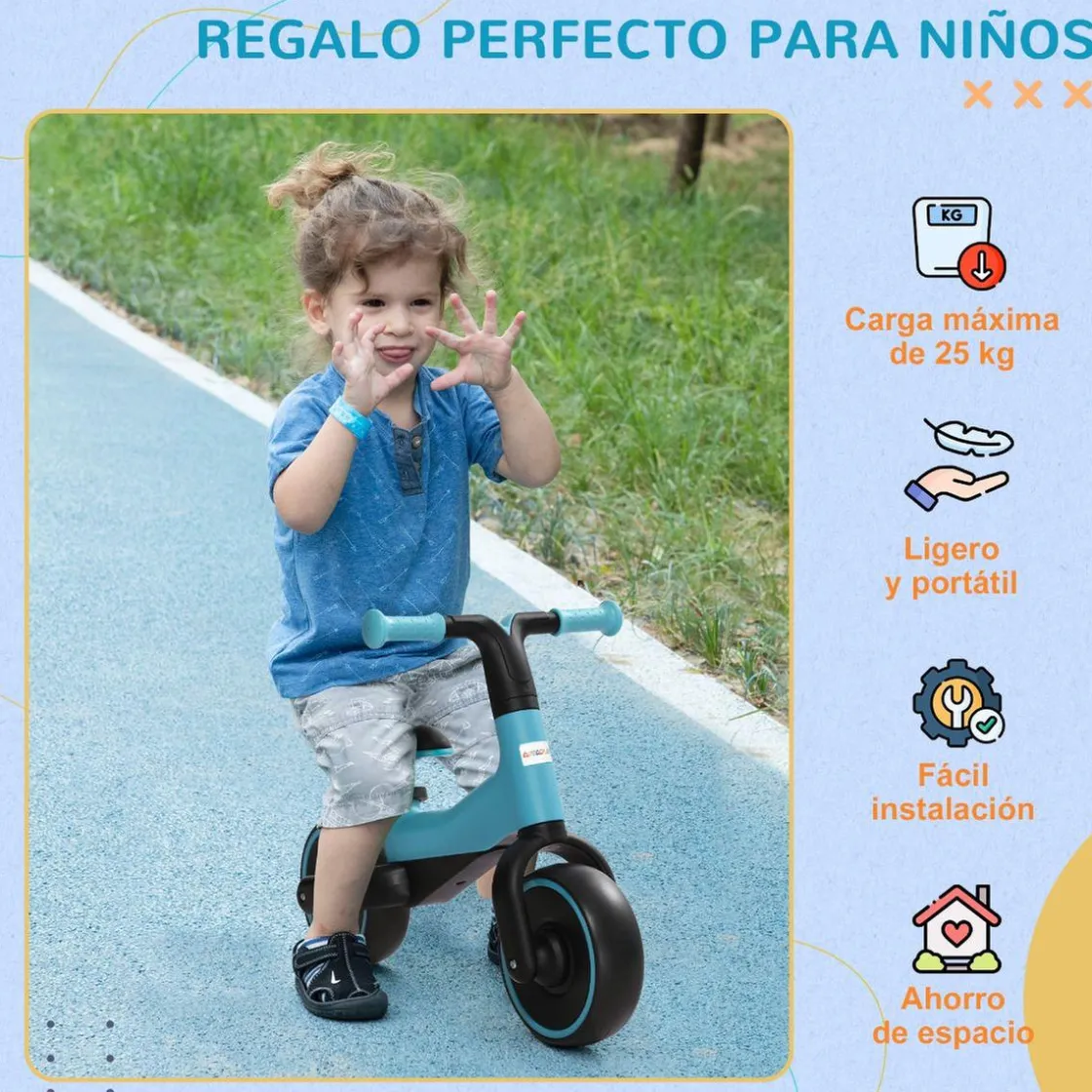 Homcom - Bicicleta sin pedales azul