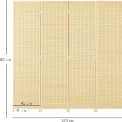 Homcom - Biombo de bambú 4 paneles* Estilo De Vida