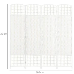 Homcom - Biombo de cuerda de papel 4 paneles