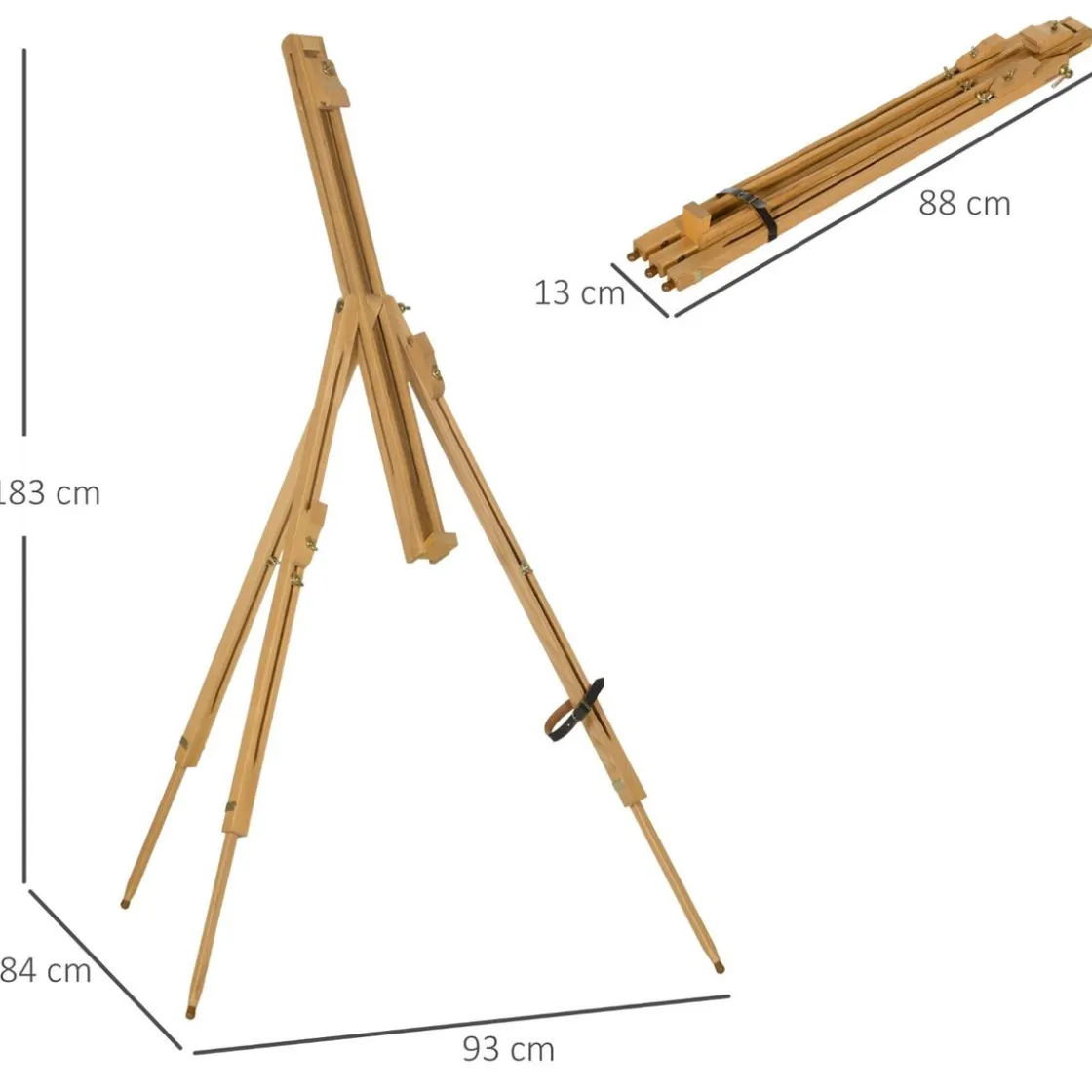 VINSETTO Homcom - Caballete de pintura plegable de madera