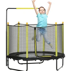 Homcom - Cama elástica con red de seguridad Ø110 cm negro