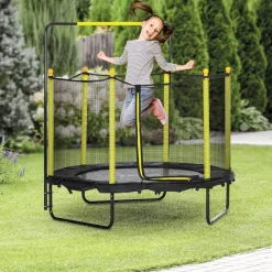 Homcom - Cama elástica con red de seguridad Ø110 cm negro