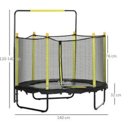 Homcom - Cama elástica con red de seguridad Ø110 cm negro