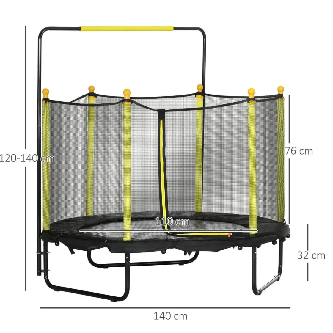 Homcom - Cama elástica con red de seguridad Ø110 cm negro