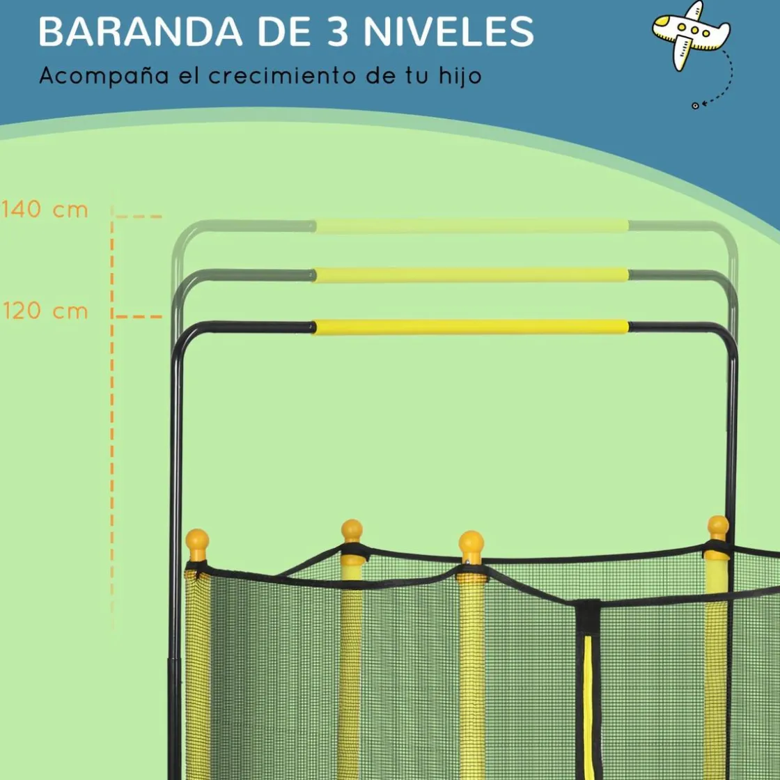 Homcom - Cama elástica con red de seguridad Ø110 cm negro