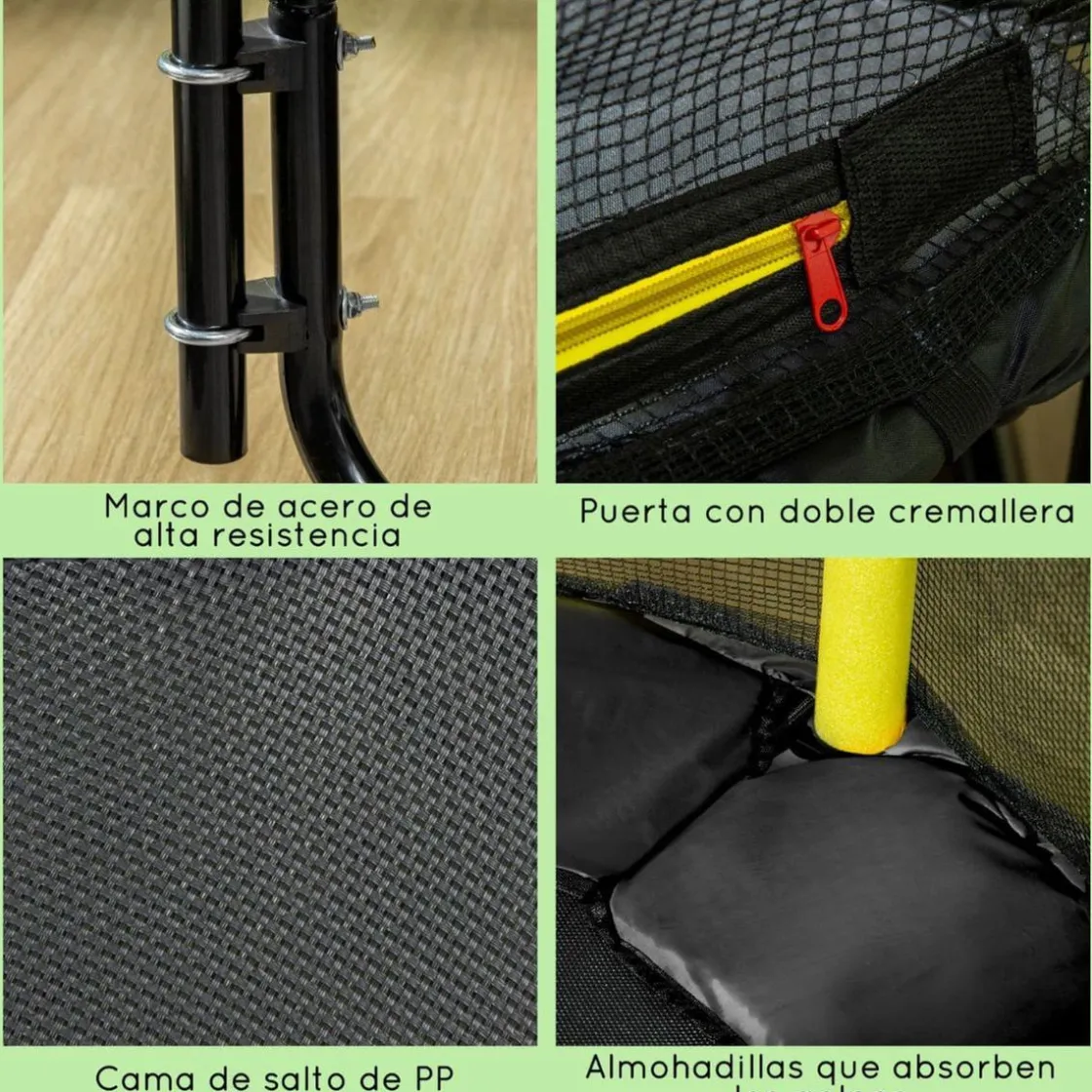 Homcom - Cama elástica con red de seguridad Ø110 cm negro