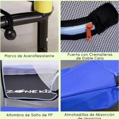 Homcom - Cama elástica con red de seguridad azul* Camas Elásticas