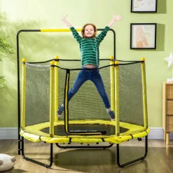 Homcom - Cama elástica con red de seguridad Ø110 cm amarillo* Camas Elásticas