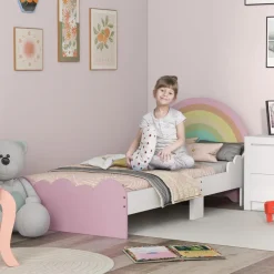 Homcom - Cama infantil arcoíris Rosa