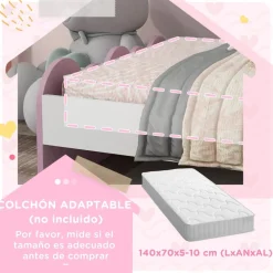 Homcom - Cama infantil arcoíris Rosa