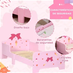 Homcom - Cama infantil corazones Rosa* Estilo De Vida