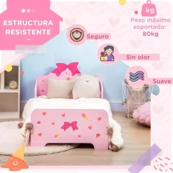 Homcom - Cama infantil corazones Rosa* Estilo De Vida