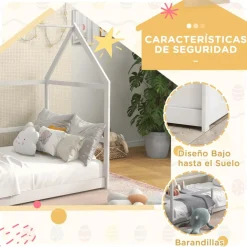 AIYAPLAY Homcom - Cama infantil en forma de casa Blanco