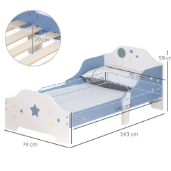 Homcom - Cama infantil estrellas Azul/Blanco* Estilo De Vida
