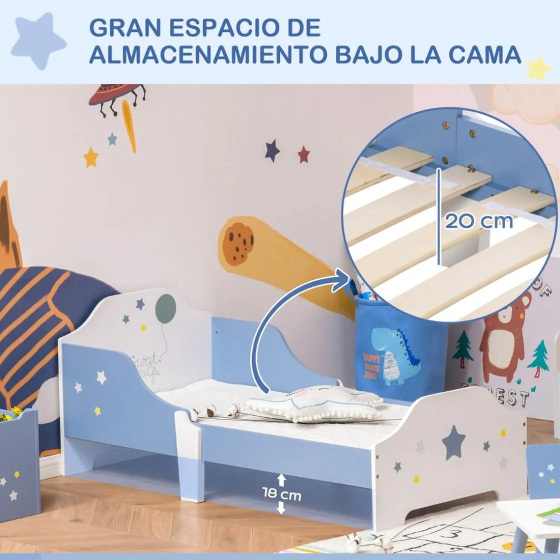 Homcom - Cama infantil estrellas Azul/Blanco* Estilo De Vida