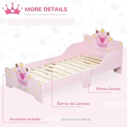 Homcom - Cama infantil Madera Rosa* Estilo De Vida