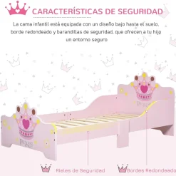 Homcom - Cama infantil Madera Rosa* Estilo De Vida