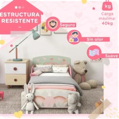 Homcom - Cama infantil Montañas Rosa* Estilo De Vida