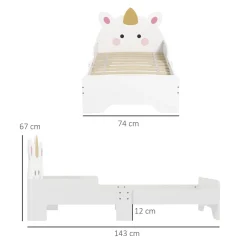 Homcom - Cama infantil Unicornio Blanco