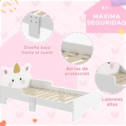 Homcom - Cama infantil Unicornio Blanco