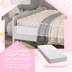 Homcom - Cama infantil Unicornio Blanco