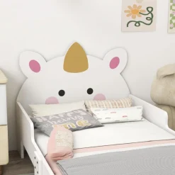 Homcom - Cama infantil Unicornio Blanco