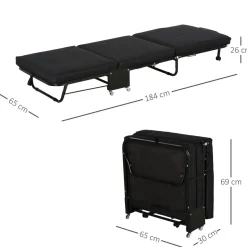 Homcom - Cama plegable con cabecera ajustable Negro