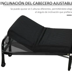 Homcom - Cama plegable con cabecera ajustable Negro