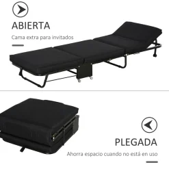 Homcom - Cama plegable con cabecera ajustable Negro