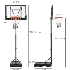 Homcom - Canasta completa baloncesto con base 260 cm