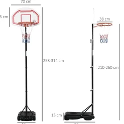 Homcom - Canasta completa baloncesto con base 314 cm* Deportes