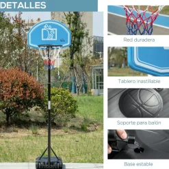 Homcom - Canasta de baloncesto de pie ajustable de 160-210 cm