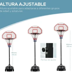 Homcom - Canasta de baloncesto de pie ajustable de 194-249 cm