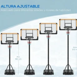 SPORTNOW Homcom - Canasta de baloncesto acero Negro