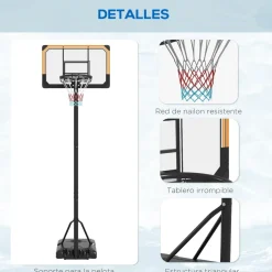 SPORTNOW Homcom - Canasta de baloncesto acero Negro