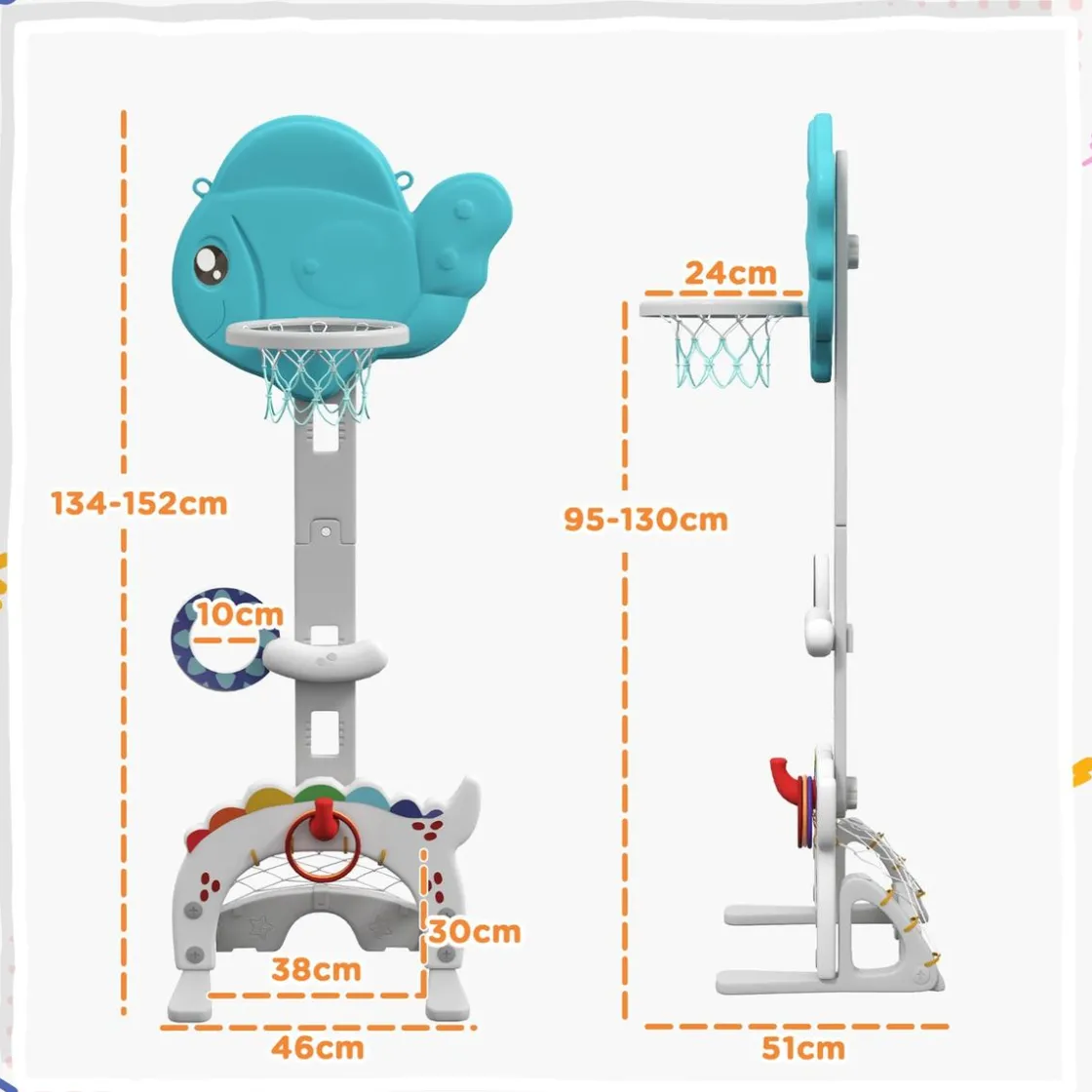 AIYAPLAY Homcom - Canasta infantil baloncesto para interior* Deportes