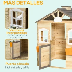 Homcom - Casita de jardín de madera con maceteros y banquito