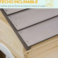 Homcom - Casita de jardín de madera con maceteros y banquito