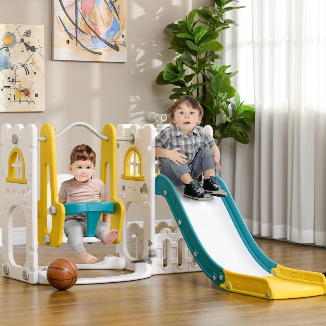 AIYAPLAY Homcom - Castillo juegos 6 en 1 para interior* Entretenimiento·Hamacas Y Columpios