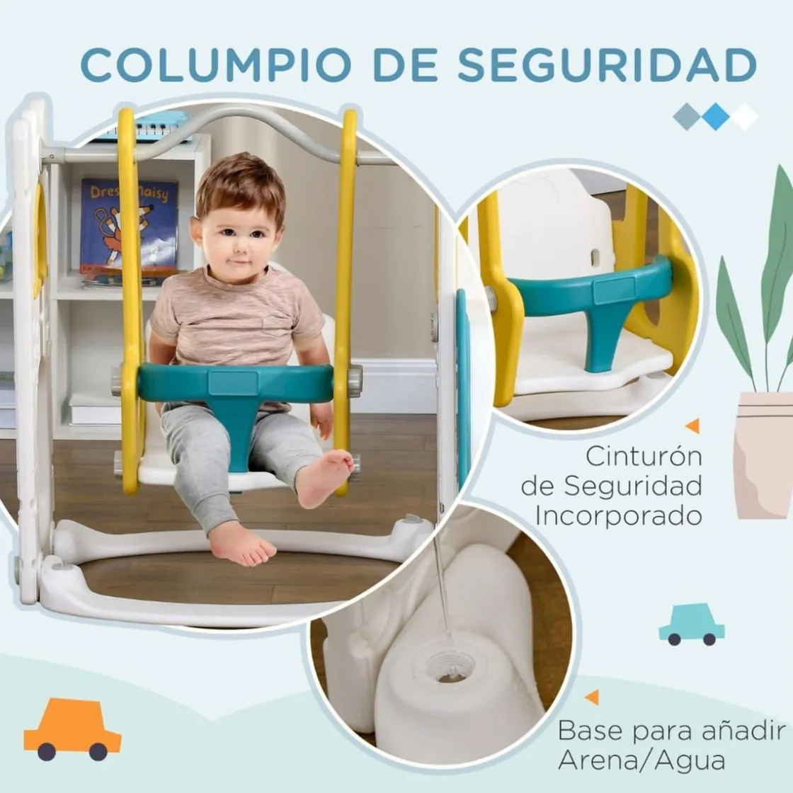 AIYAPLAY Homcom - Castillo juegos 6 en 1 para interior* Entretenimiento·Hamacas Y Columpios