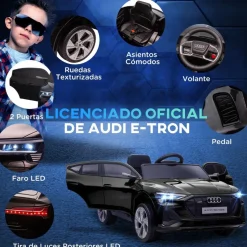 Homcom - Coche de batería Audi E-tron Negro* Vehículos De Batería O A Pedales