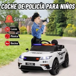 AIYAPLAY Homcom - Coche de policía eléctrico Blanco