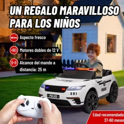 AIYAPLAY Homcom - Coche de policía eléctrico Blanco