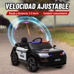 AIYAPLAY Homcom - Coche de policía eléctrico Negro* Vehículos De Batería O A Pedales